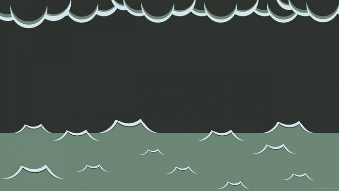 Minimalist illustration of stormy sea and clouds