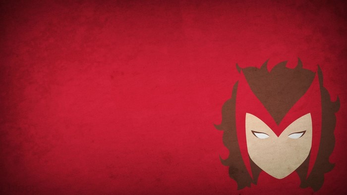 Minimalist Scarlet Witch Illustration on Red Background