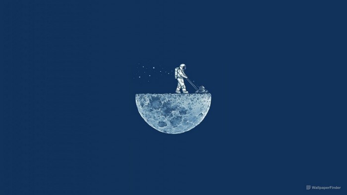 Astronaut mowing the moon