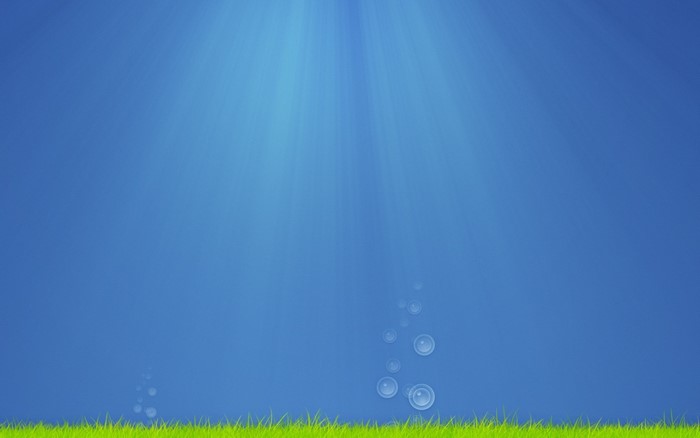 Underwater scene with sun rays and bubbles