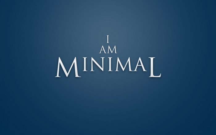 I AM MINIMAL text on blue background