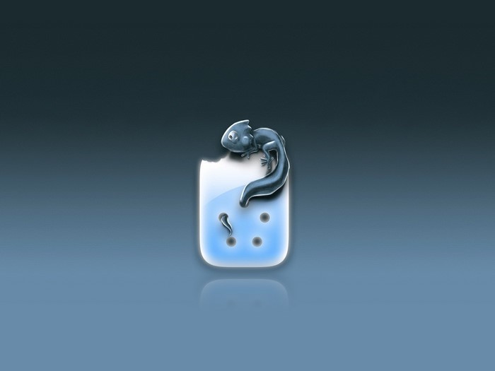 A stylized lizard in a glass