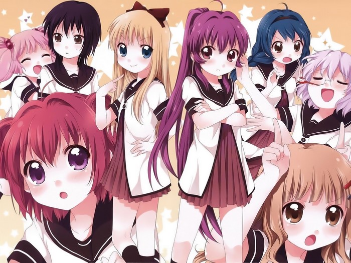 Yuru Yuri characters Akaza Akari, Yoshikawa Chinatsu, Funami Yui, Sugiura Ayano, Toshinou Kyouko