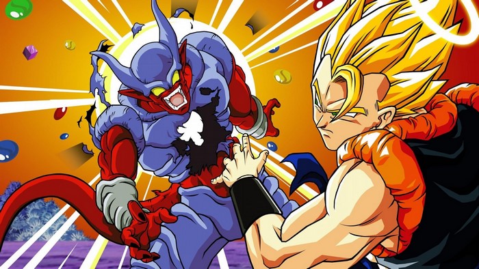 Gogeta from Dragon Ball Z fighting Janemba