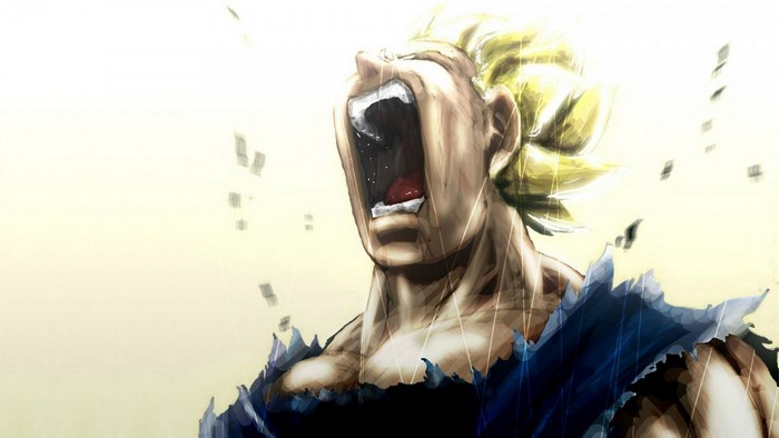 Goku from Dragon Ball Z screaming