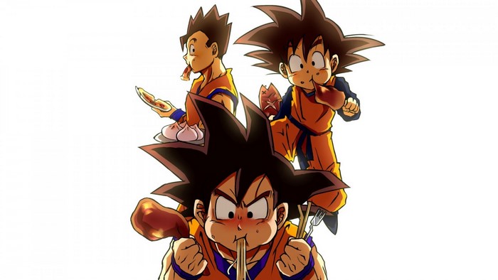 Goku and Gohan from Dragon Ball Z eating