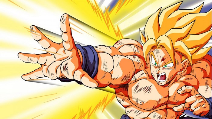 Goku from Dragon Ball Z charging energy