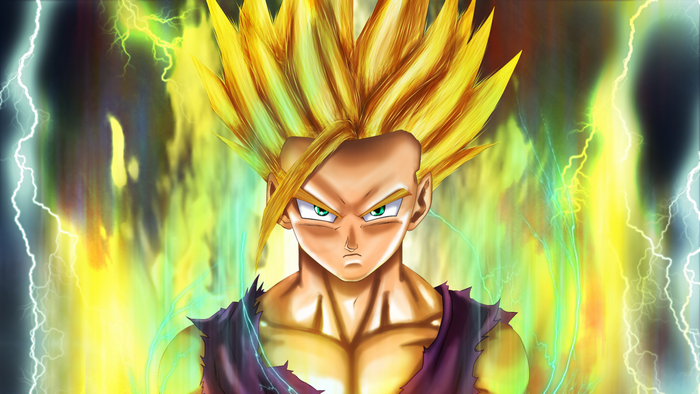 Gohan from Dragon Ball Z with energy aura