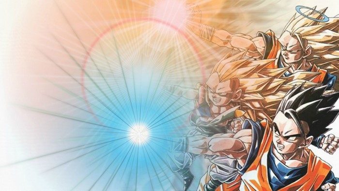 Dragon Ball Z characters performing energy attacks