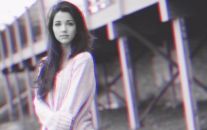 Young woman with long hair and sweater