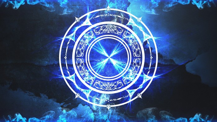Blue fractal circle with glowing light effects