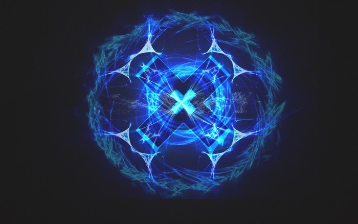 Blue fractal art sphere with symmetrical patterns