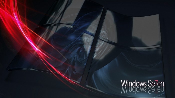Windows 7 logo with red and blue abstract light effects