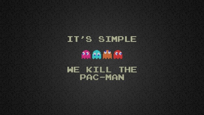 Pac-Man ghosts text graphic design