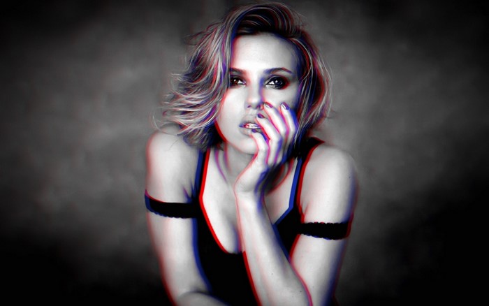 Scarlett Johansson in anaglyph 3D portrait
