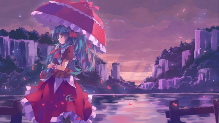 Kagiyama Hina from Touhou with an umbrella