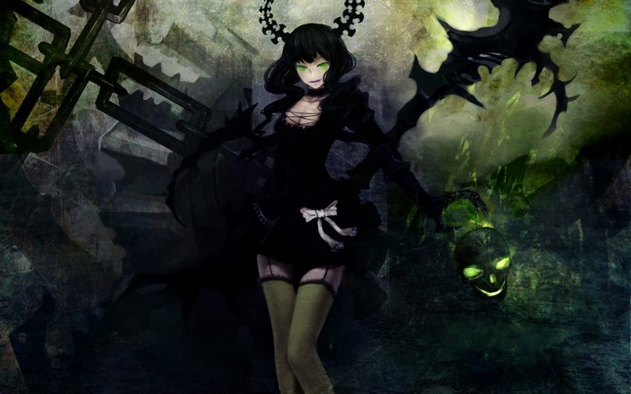 Dead Master from Black Rock Shooter holding a skull