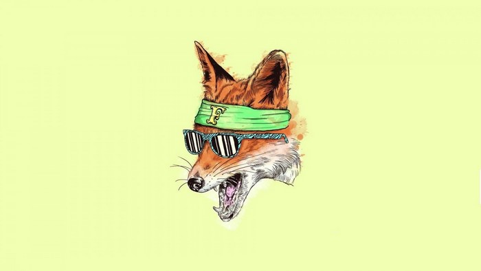 Illustration of a fox wearing sunglasses and a headband
