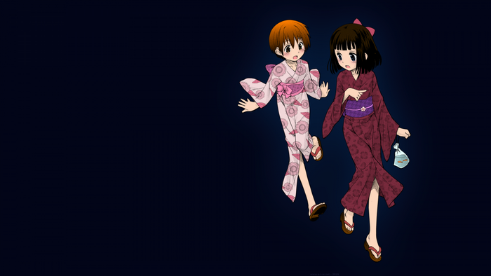 Two anime girls in yukatas