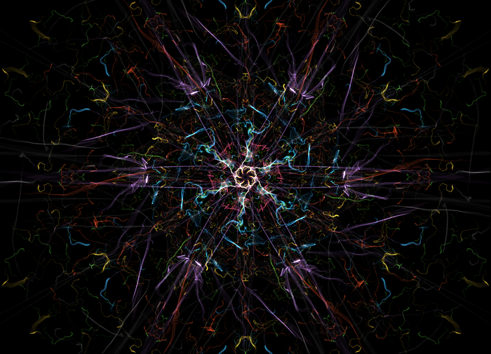 Abstract fractal art with colorful silk-like strands