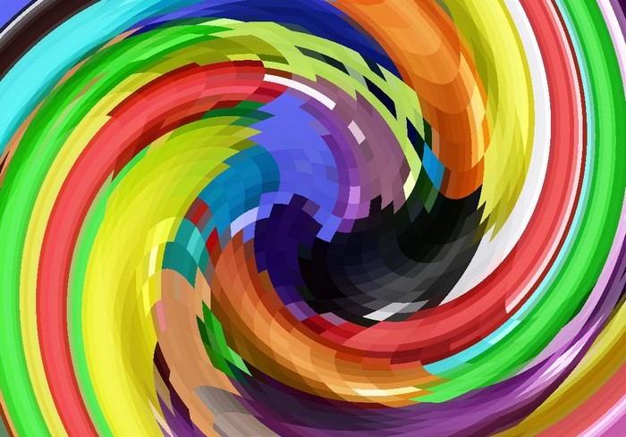 Colorful abstract spiral with geometric shapes