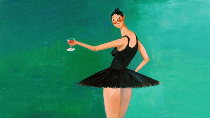 Ballet dancer with wine glass
