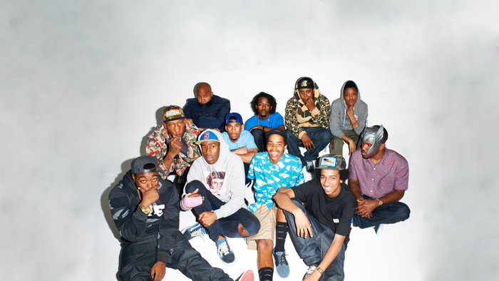 Odd Future members posing for a group photo