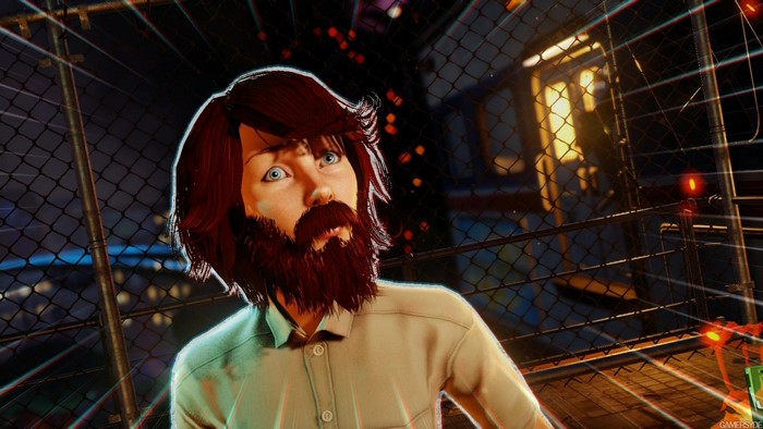 Man with beard and blue eyes in Sunset Overdrive