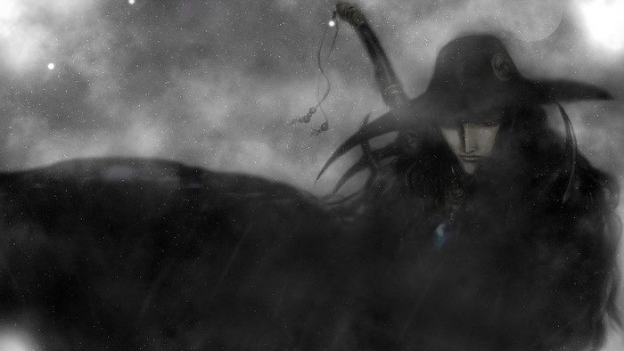 Vampire Hunter D in a dark, starry landscape