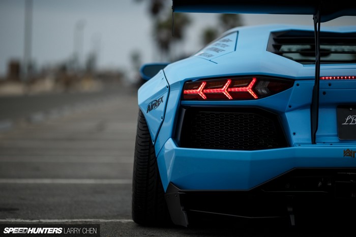 Blue Lamborghini Aventador LB Works