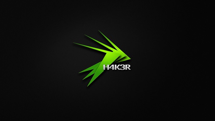 Green abstract logo with text H4K3R