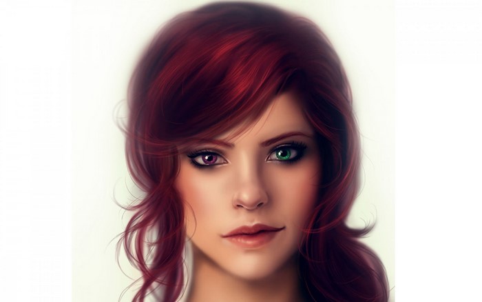 Artwork of a woman with heterochromia