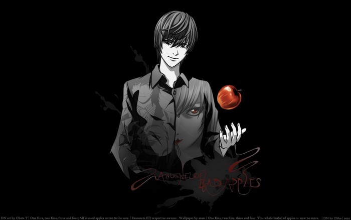 Light Yagami from Death Note with an apple