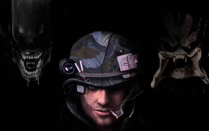 Alien vs Predator with soldier