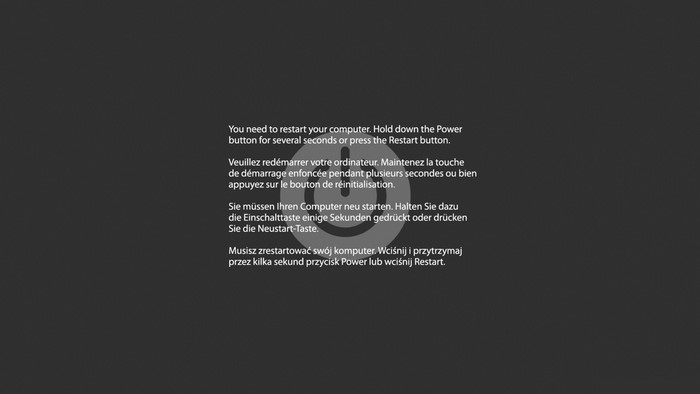 Computer restart message with power icon