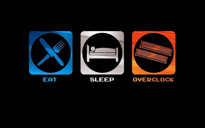 Eat Sleep Overclock computer components meme