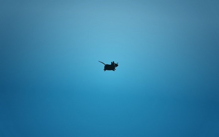 Silhouette of a mouse against a blue gradient