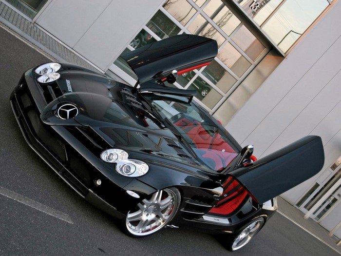 Black Brabus SLR McLaren Roadster with Doors Open