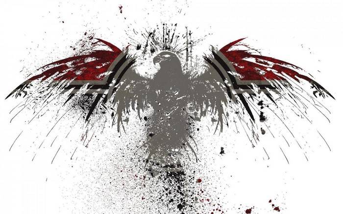 Grunge eagle with red and black wings