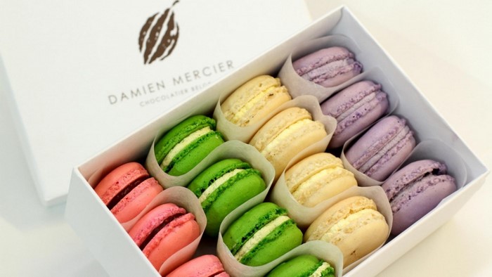 Damien Mercier Chocolatier macarons in a box