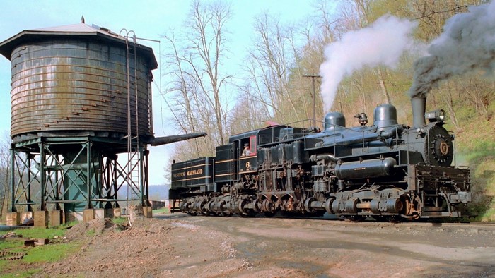 Western Maryland Steam Locomotive at Water Tower