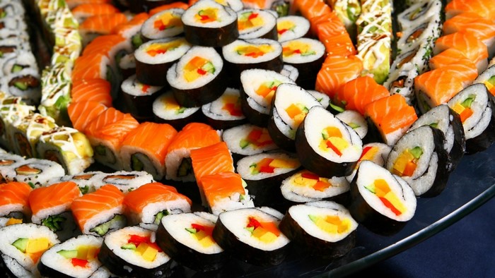 Assorted Sushi Platter with Nigiri and Maki Rolls