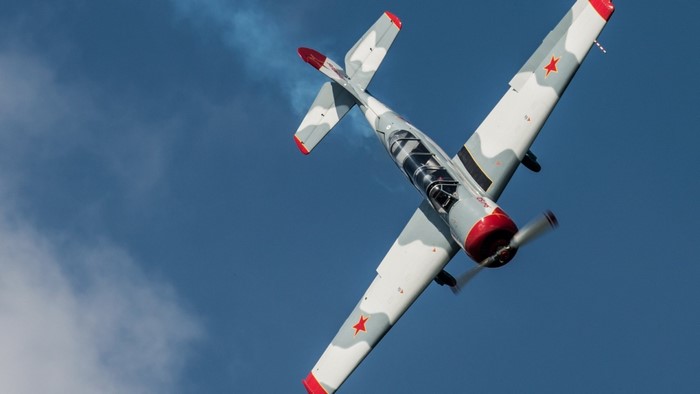 Aerobatic Military Aircraft in Flight