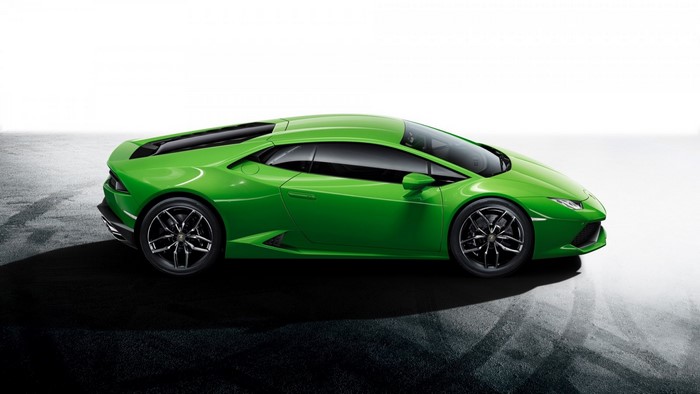 Green Lamborghini Huracan LP 610-4 sports car