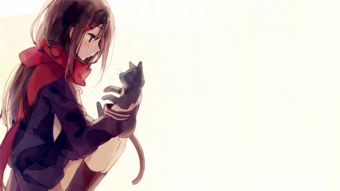 Ayano Tateyama from Kagerou Project holding a cat