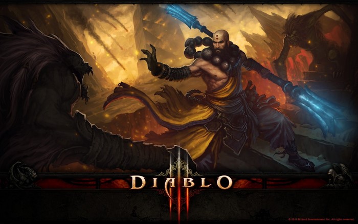 Monk fighting a monster in Diablo III