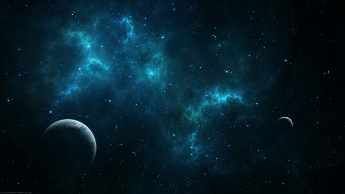 Mysterious Nebula and Planets in Deep Space