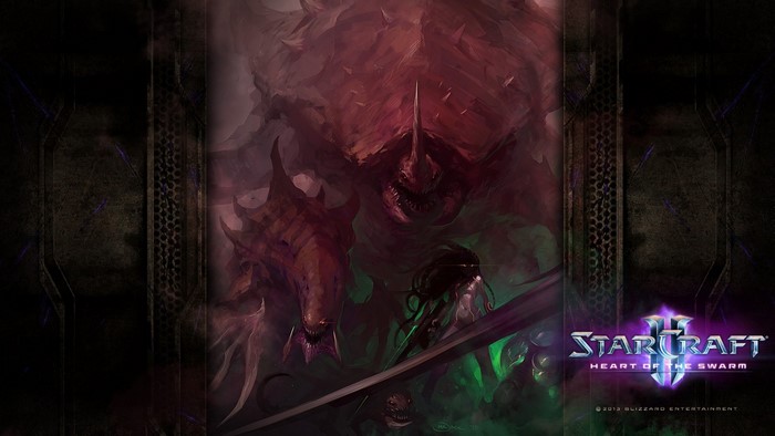 StarCraft II: Heart of the Swarm logo with Zerg creatures