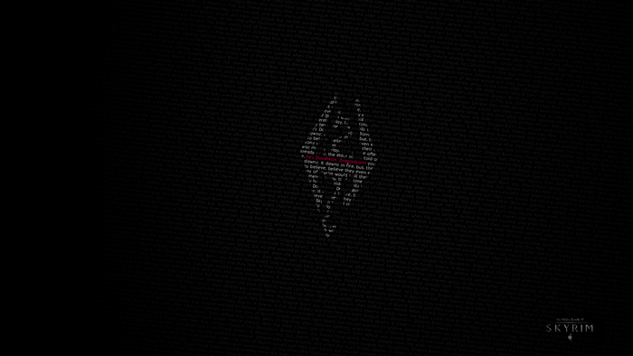 The Elder Scrolls V Skyrim logo made of text