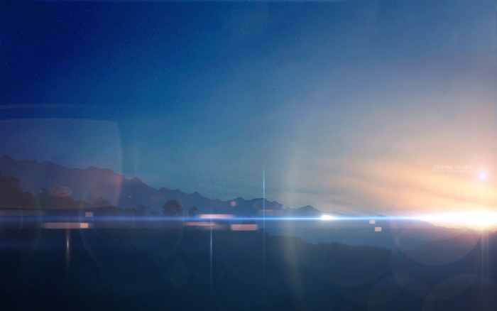 Journey of Light over mountains at sunset